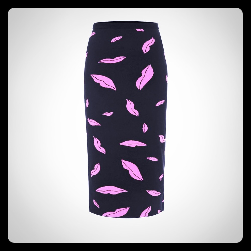 Diane Von Furstenberg Marina lip print skirt NWT